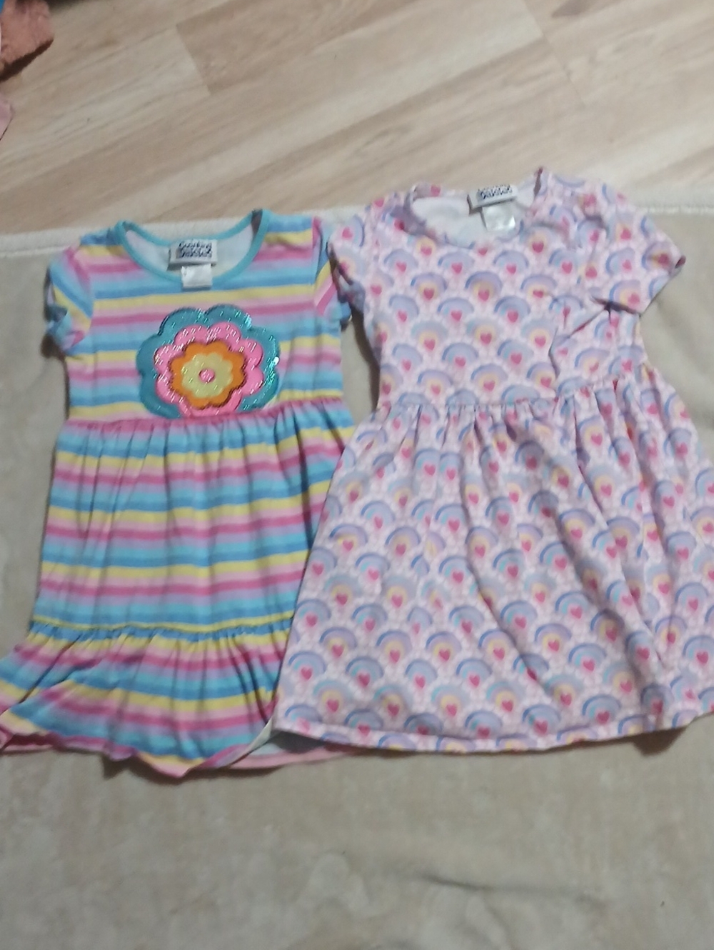 Carter's Girls' Pink & Multi Rainbow Casual Dresses - 2-Pack